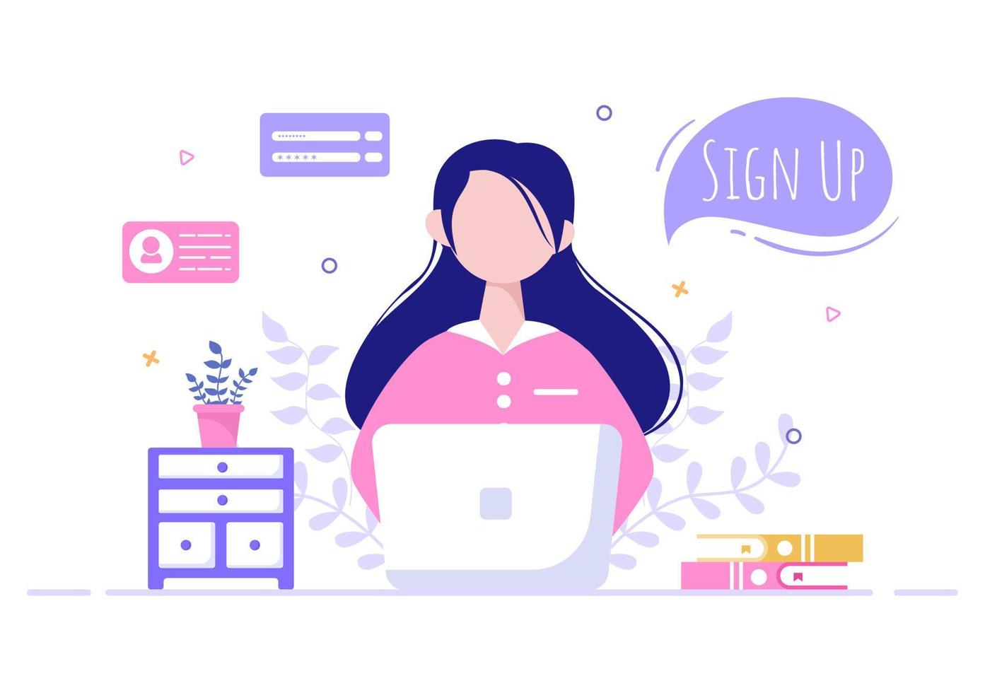 Online Registration or Sign Up Login for Account on Smartphone App. User interface with Secure Password Mobile Application, for UI, Web Banner, Access. Cartoon People Vector Illustration