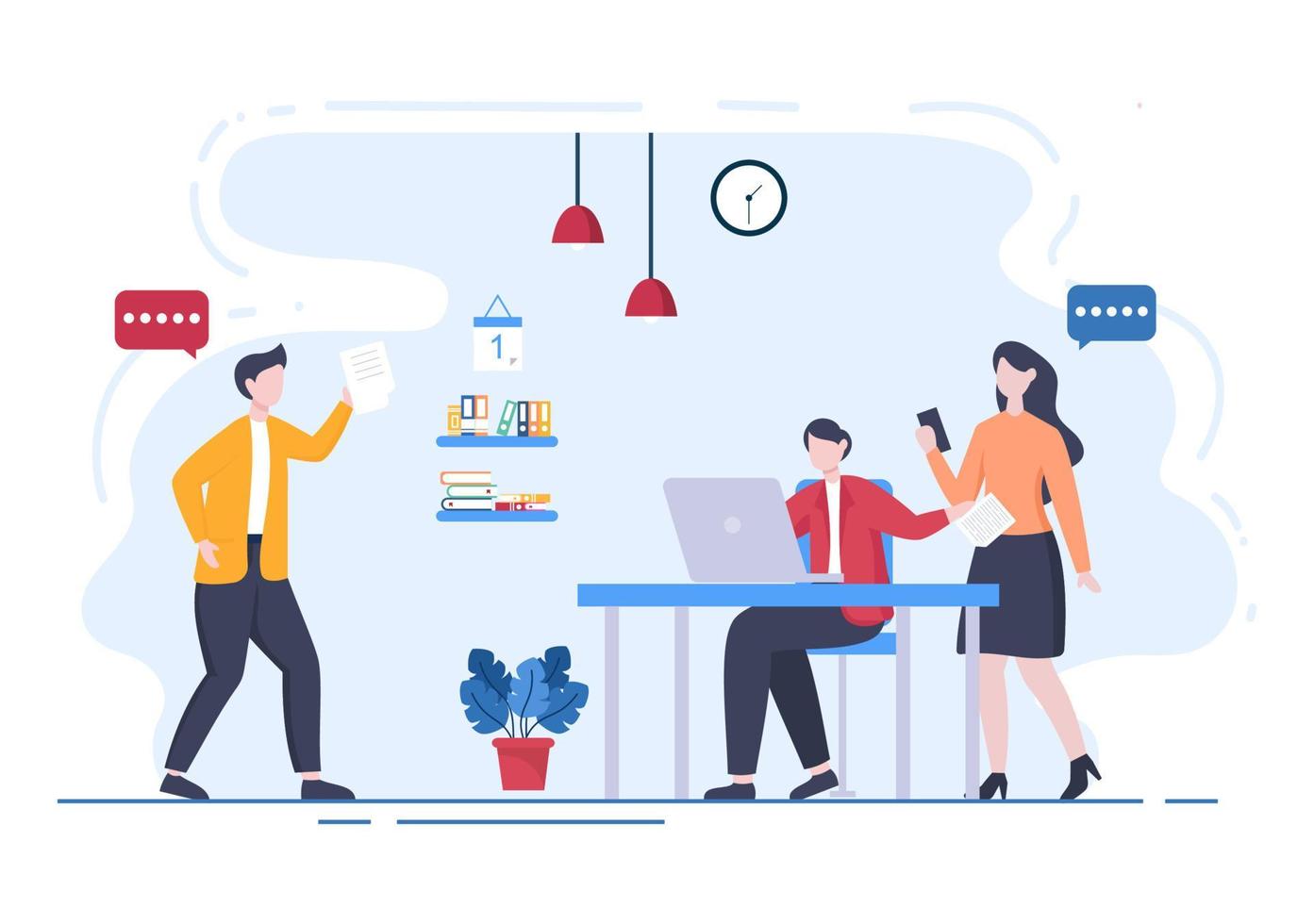 Content Writer or Journalist Background Vector Illustration For Copy Writing, Research, Development Idea and Novel or Book Script in Flat Style