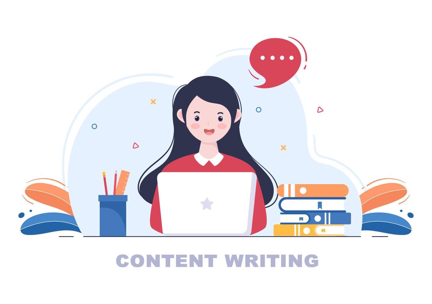 Content Writer or Journalist Background Vector Illustration For Copy