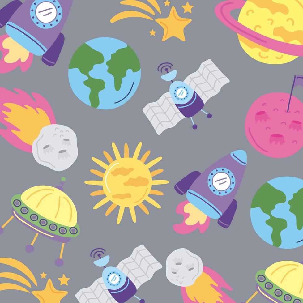 cute space icons vector