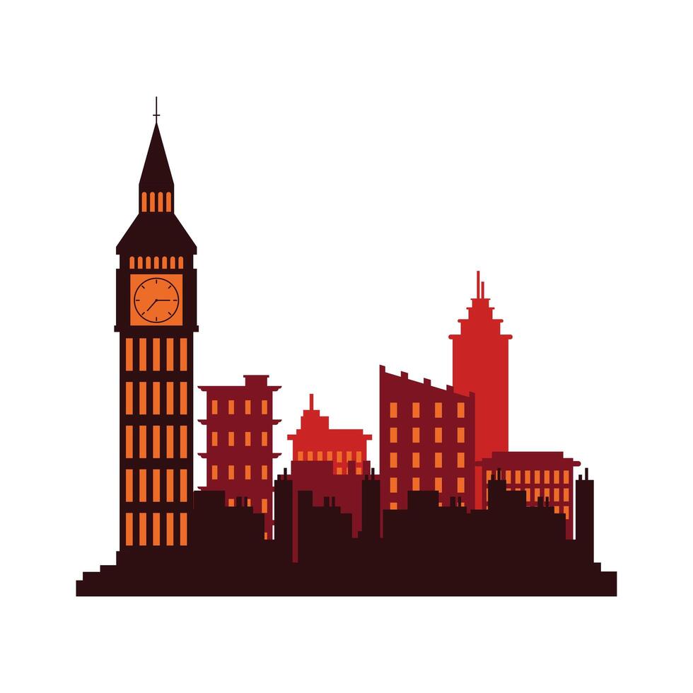 londres, big ben, ciudad, arquitectura, silueta, icono vector