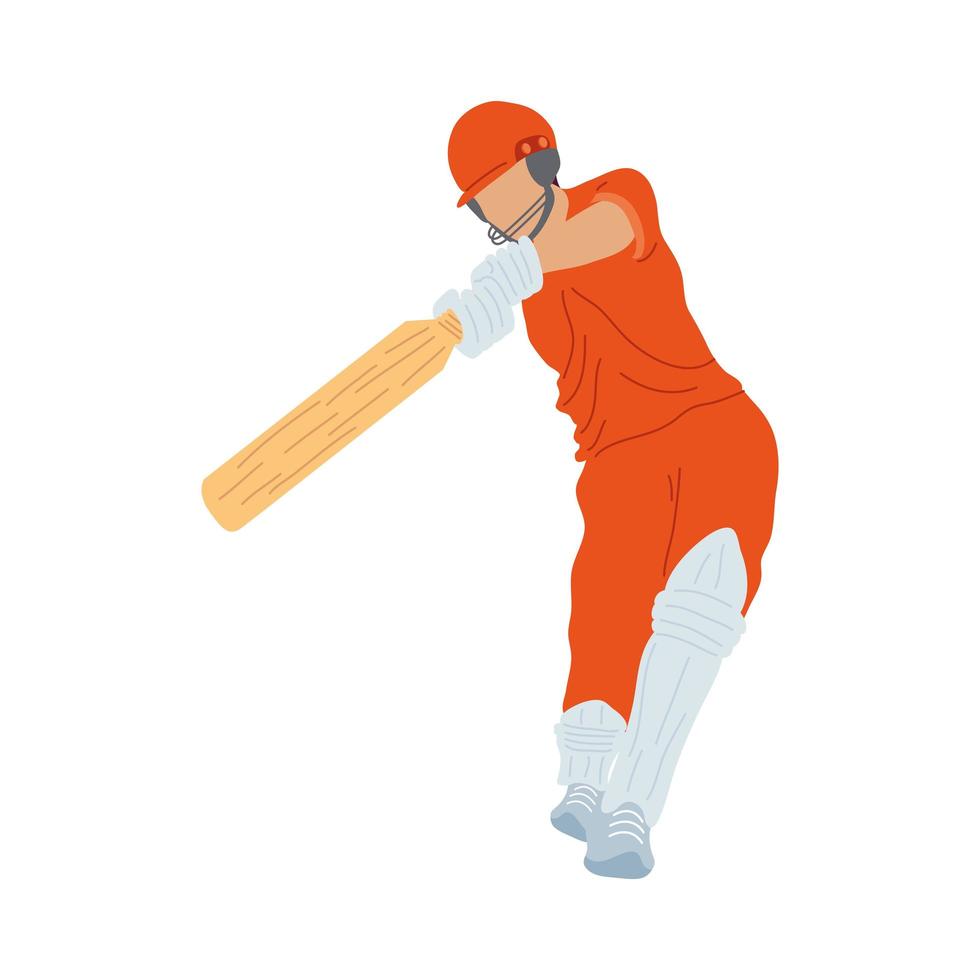 red cricket player vector