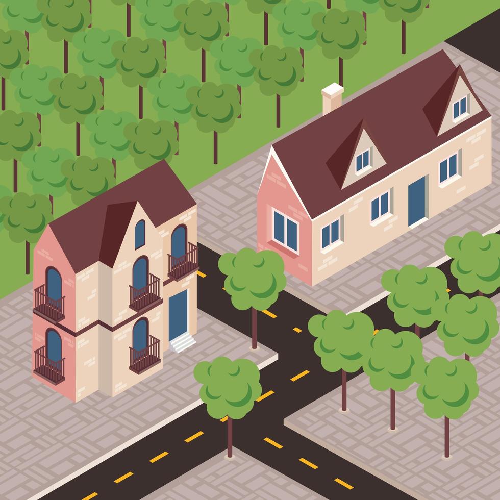 houses street scene vector