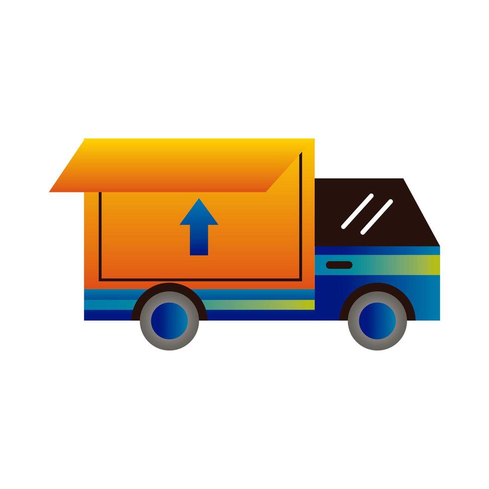 delivery service box carton in truck vector