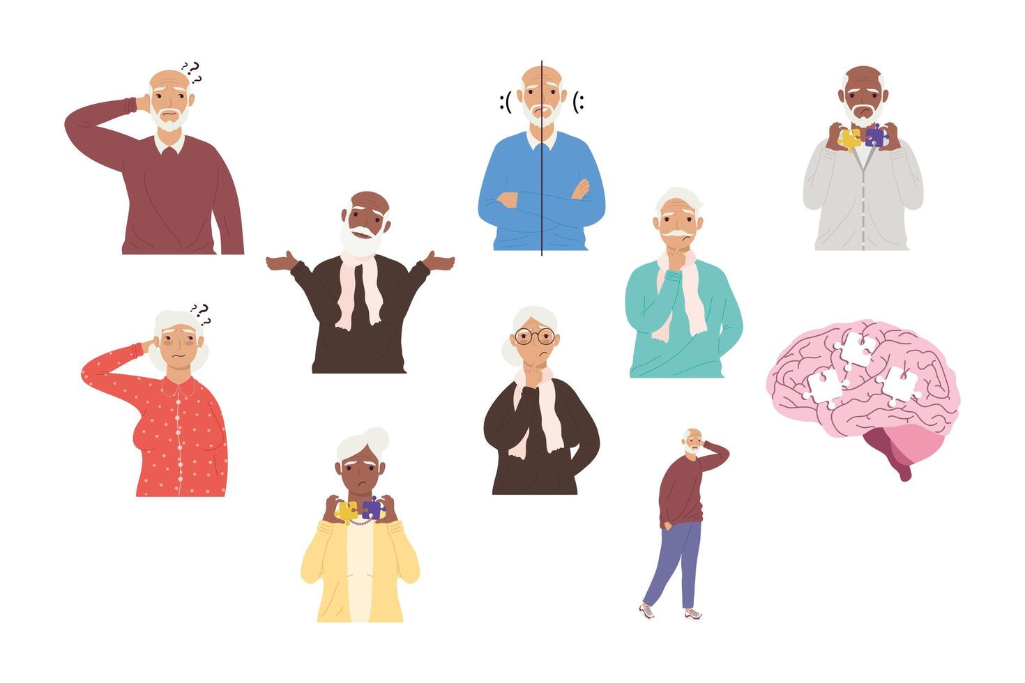 nine alzheimer patients vector
