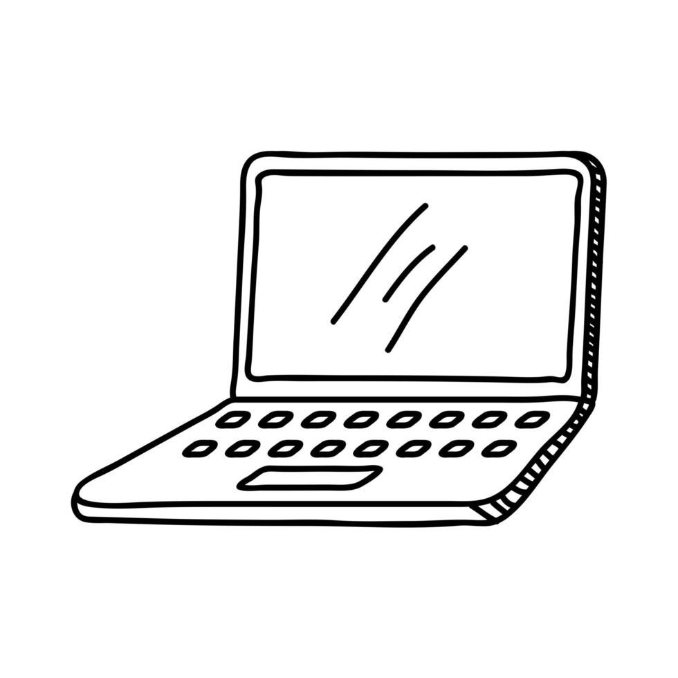 laptop computer portable doodle style vector
