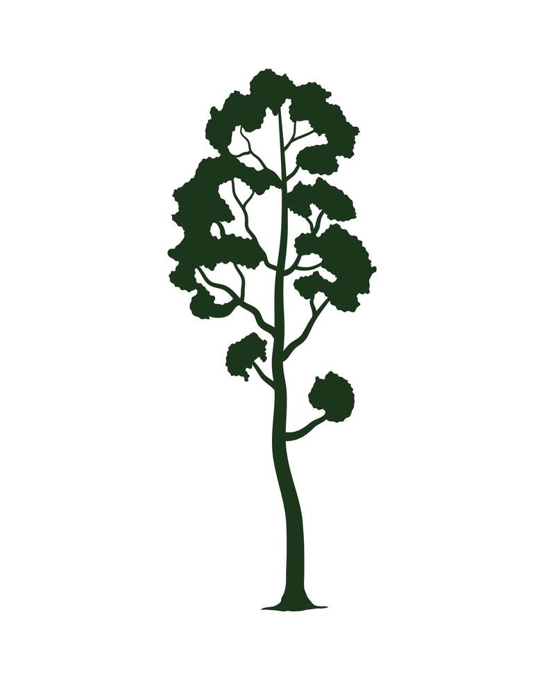 green tree thin silhouette forest icon vector