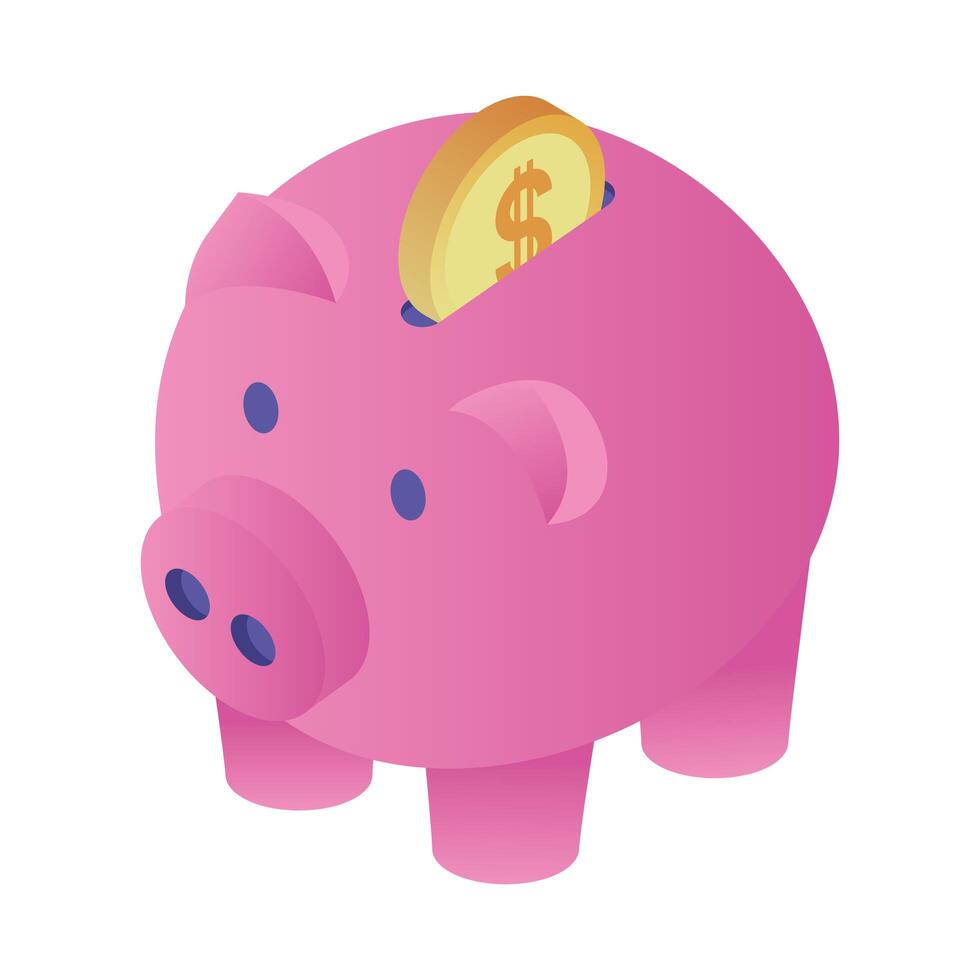 cerdito con moneda vector