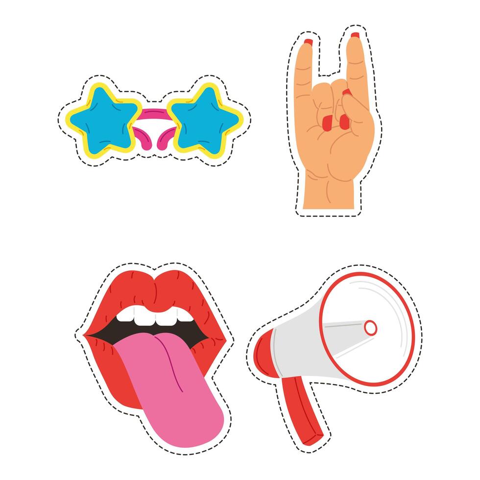 four eighties patches vector