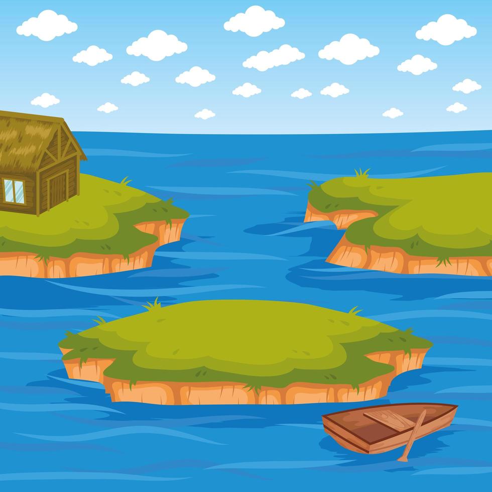 islands seascape scene vector