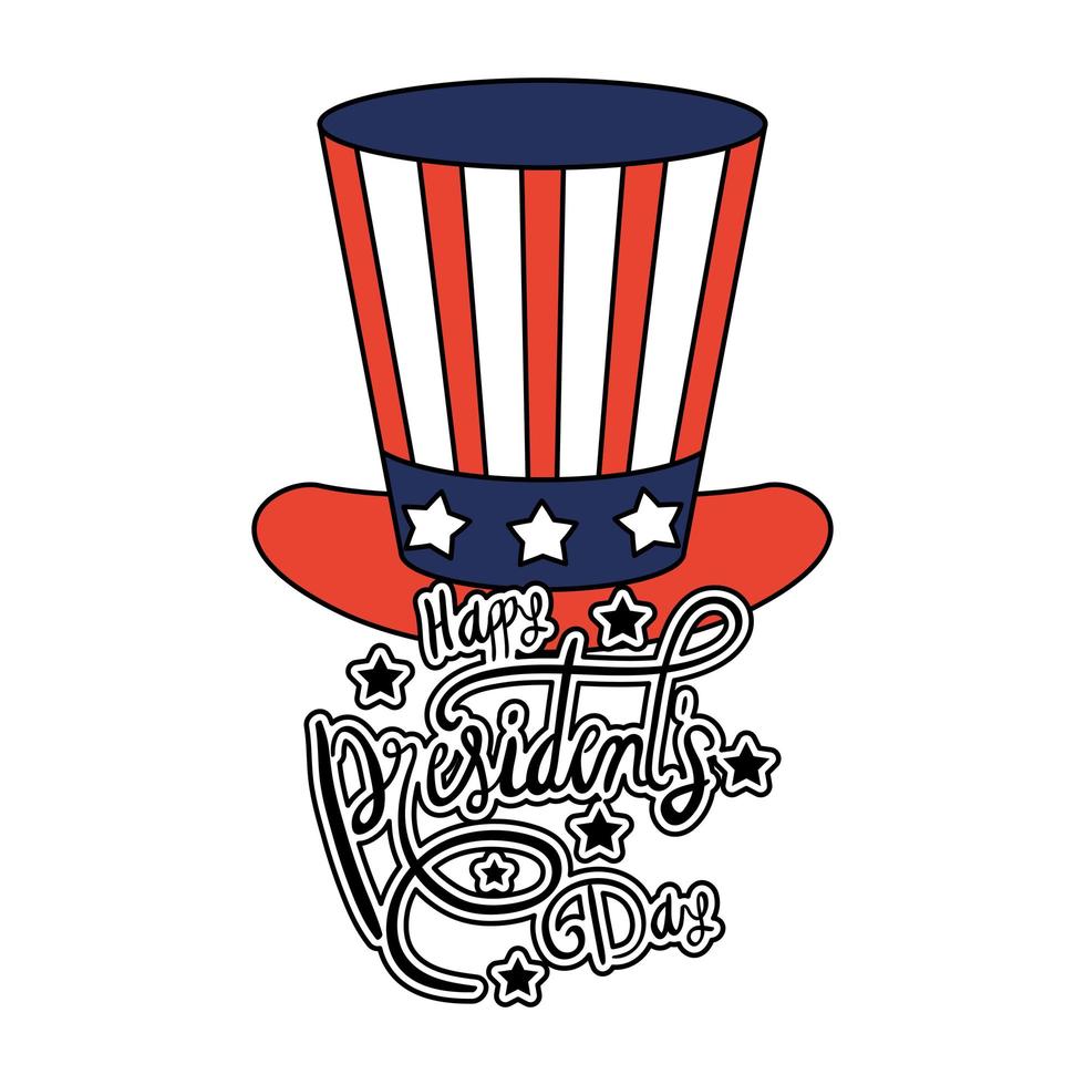 president day hat with usa flag and lettering vector