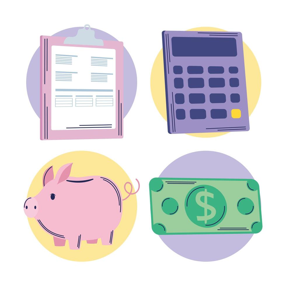 savings four icons vector