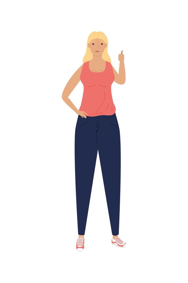 young blond woman standing avatar character vector