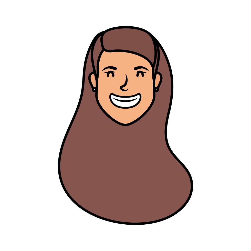 cute young woman head avatar character vector