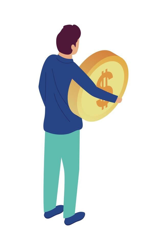 man lifting coin vector