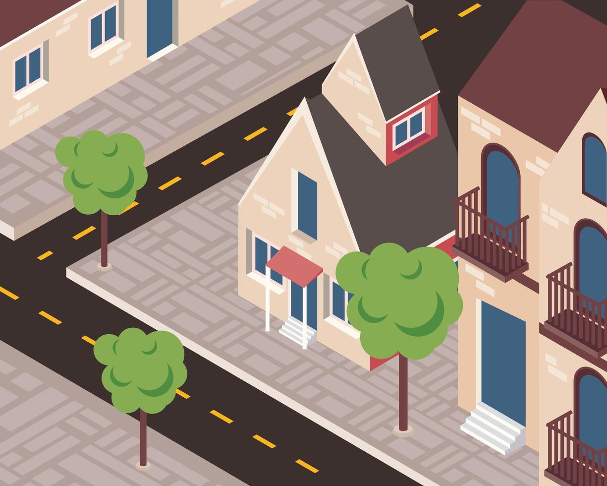 neightborhood street scene vector