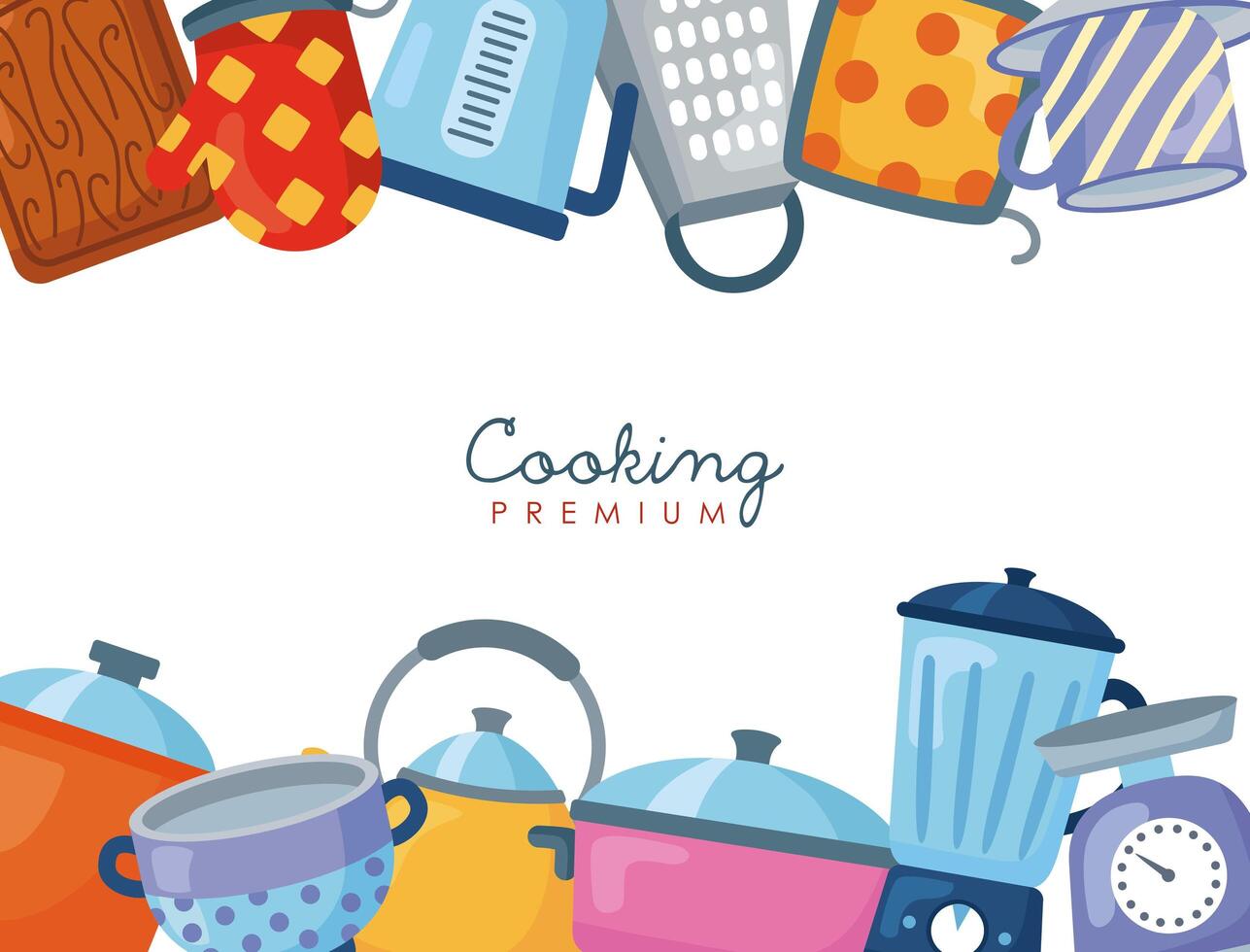 kitchen utensils frame vector