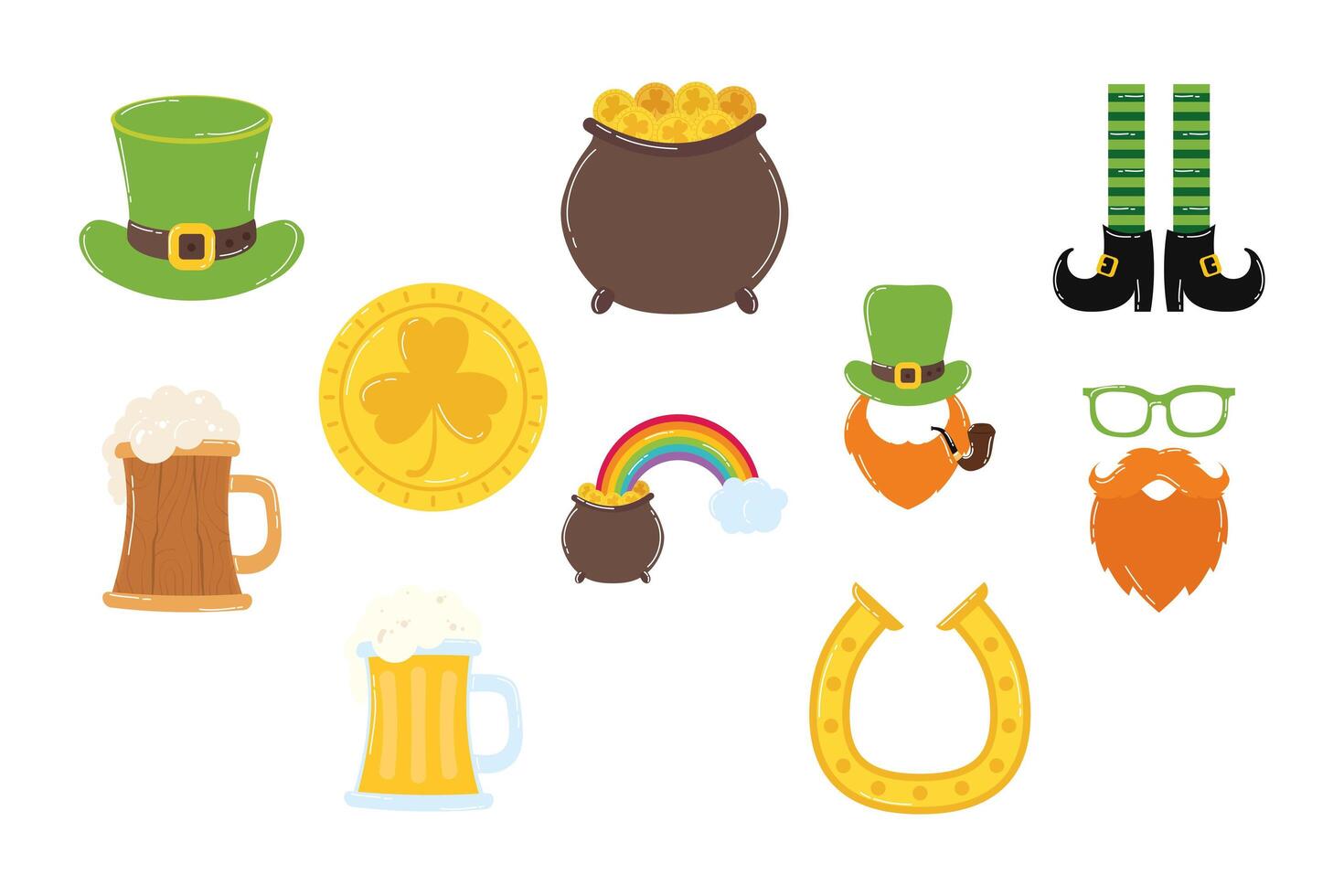 paquete de diez iconos del día de San Patricio vector