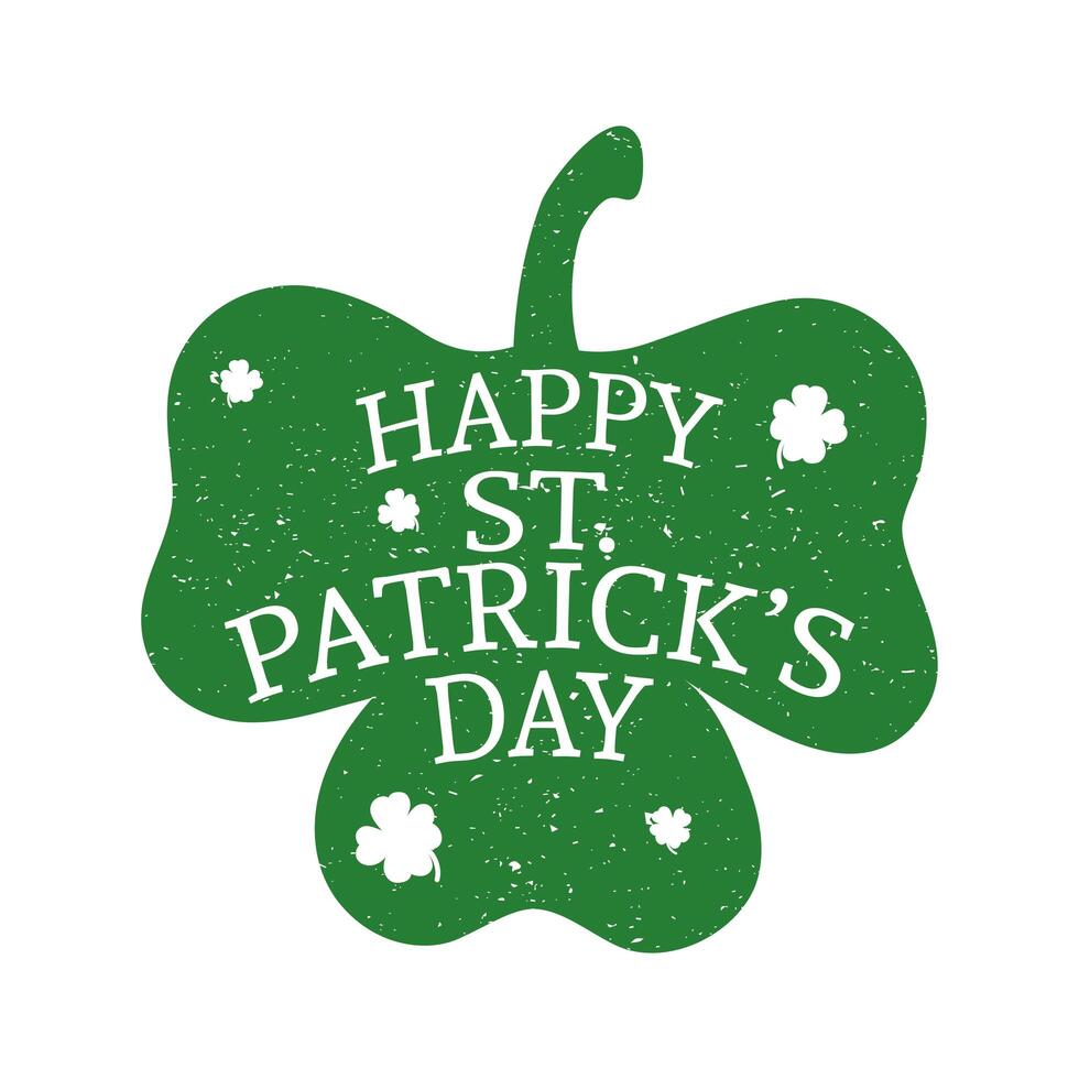 happy saint patricks day lettering in shamrock vector