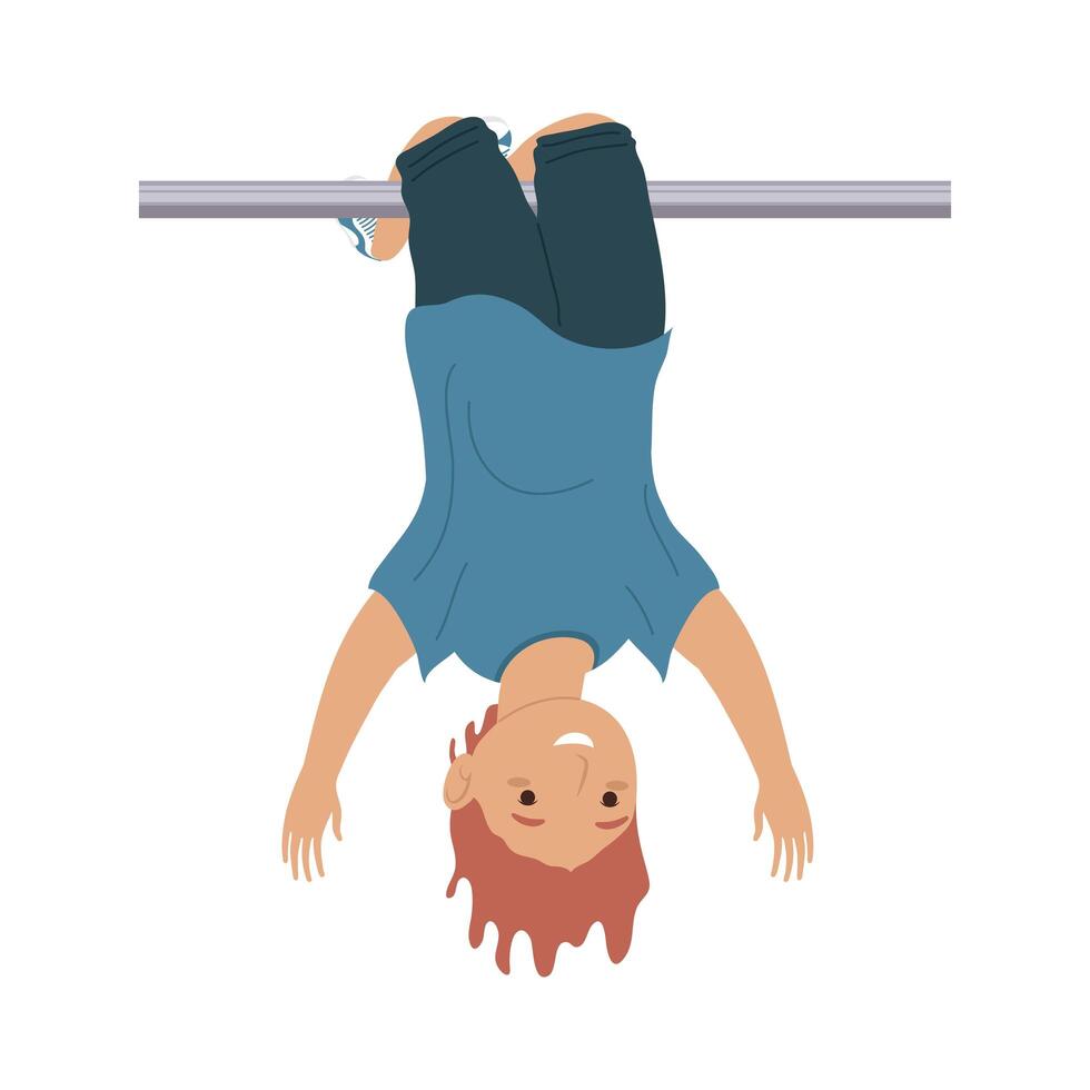 boy playing hanging vector