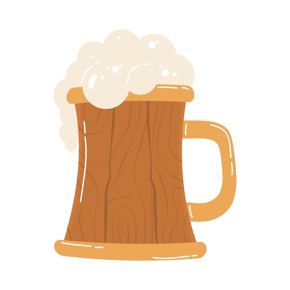 Jarra de cerveza de madera beber icono aislado vector