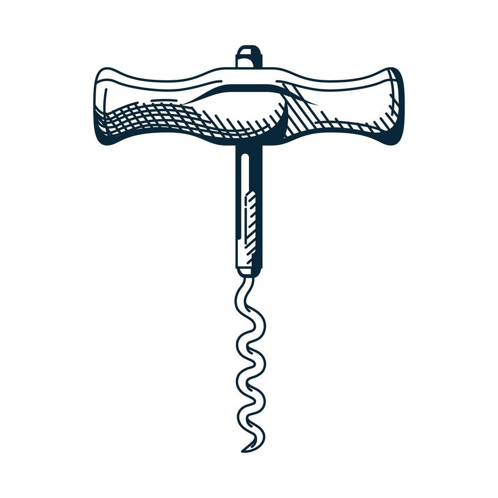 corckscrew tool hand draw style icon vector