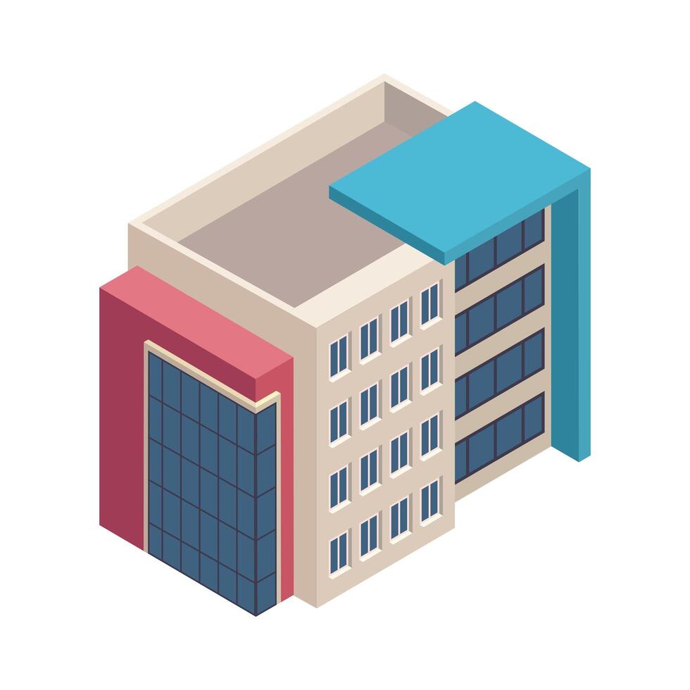 isometric building construction vector