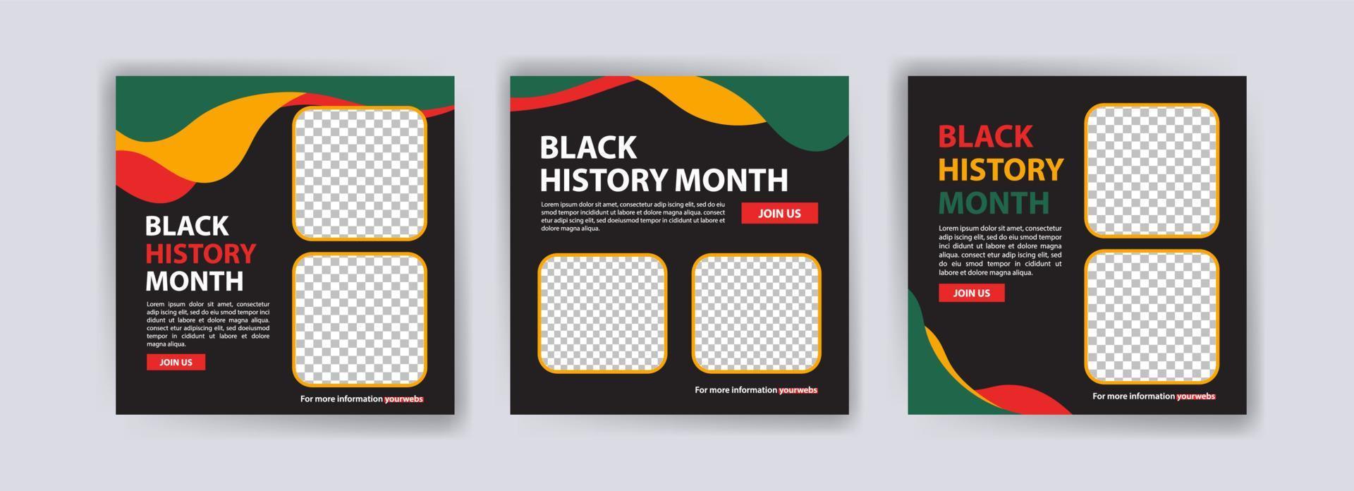 Collection of black history month social media posts. Celebrating black history month. vector