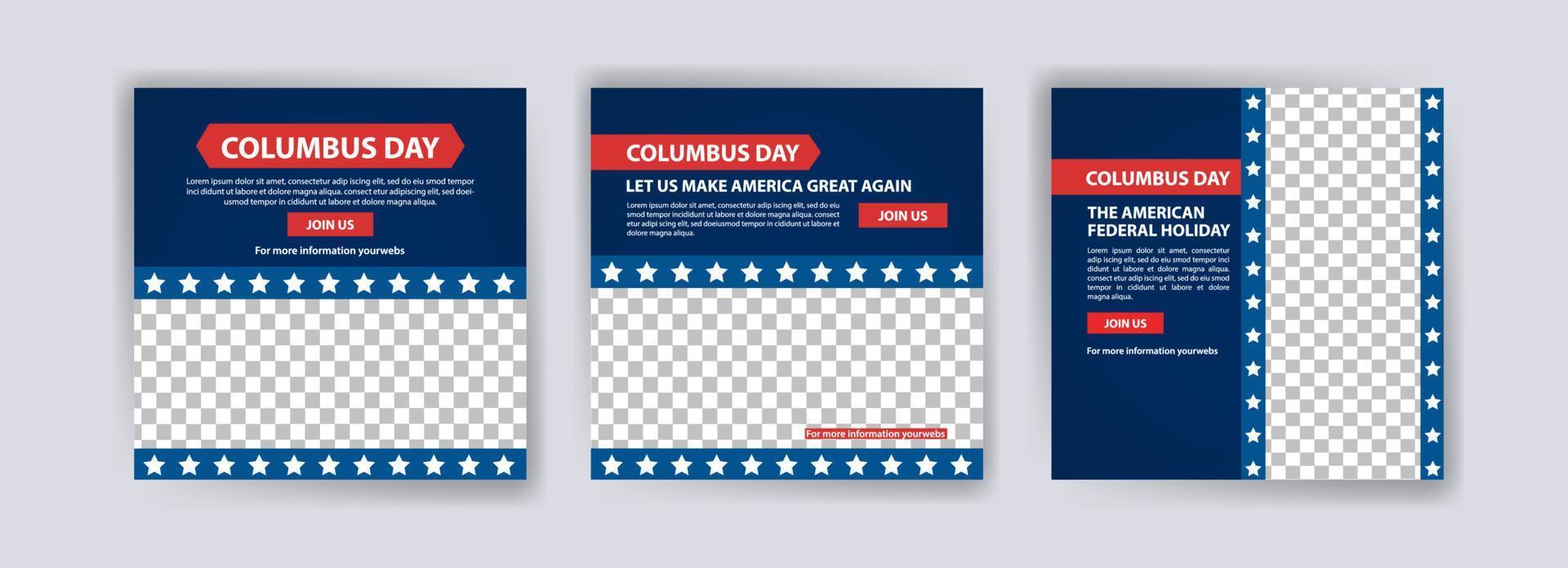 Happy Columbus Day. Social media post template for Columbus Day. vector