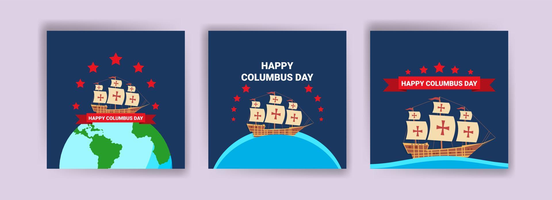 Happy Columbus Day. Social media post template for Columbus Day. vector