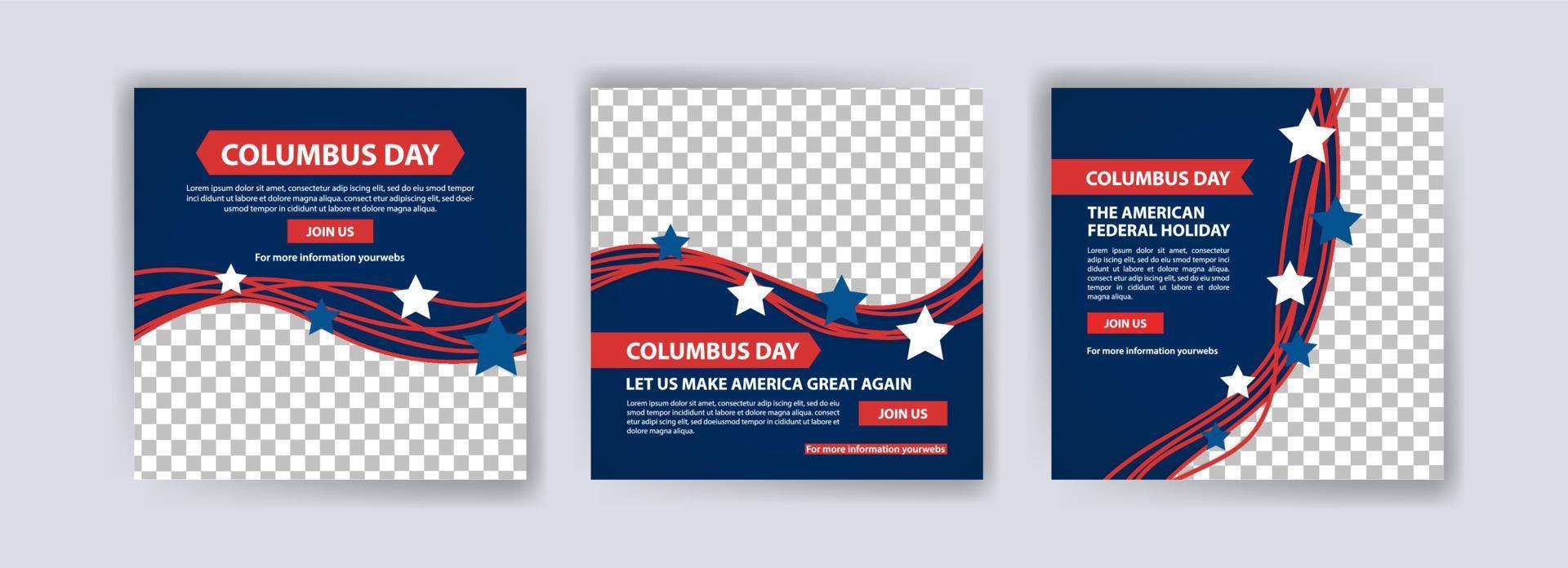 Happy Columbus Day. Social media post template for Columbus Day. vector