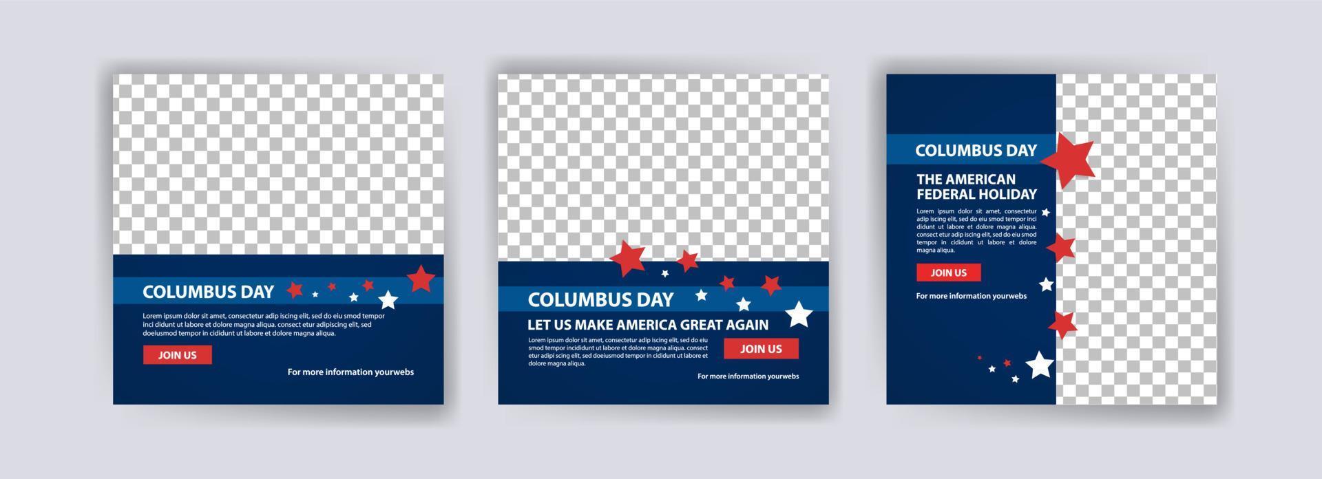 Happy Columbus Day. Social media post template for Columbus Day. vector