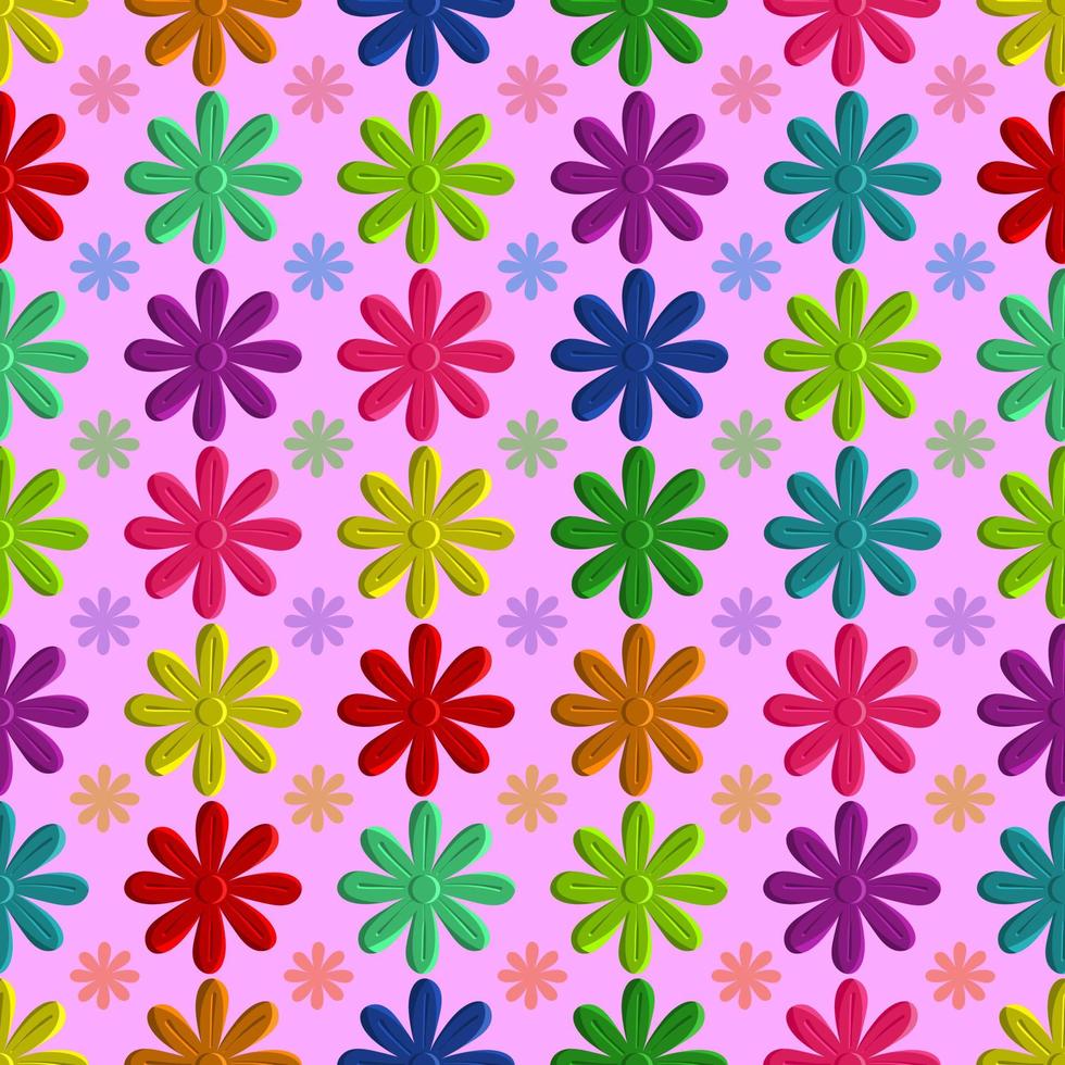 3D colorful floral texture background with seamless pattern, vector illustration