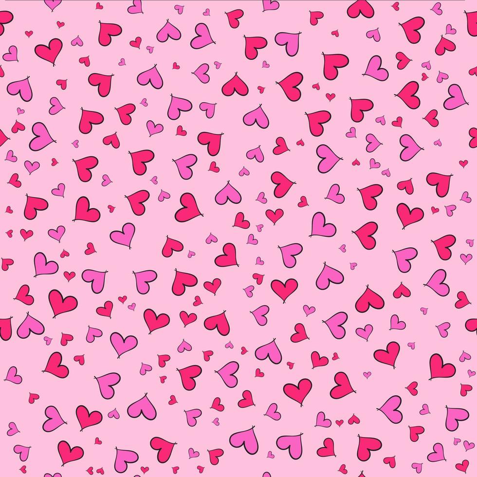 Seamless pattern of pink hearts texture background, vector illustration