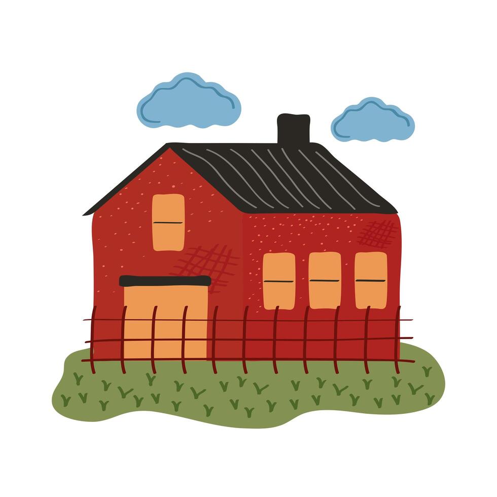 stable farm building landscape scene vector