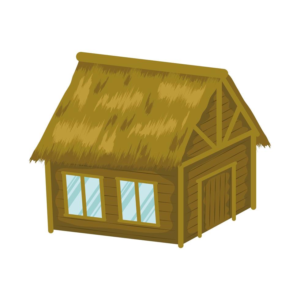 wooden cabin icon vector
