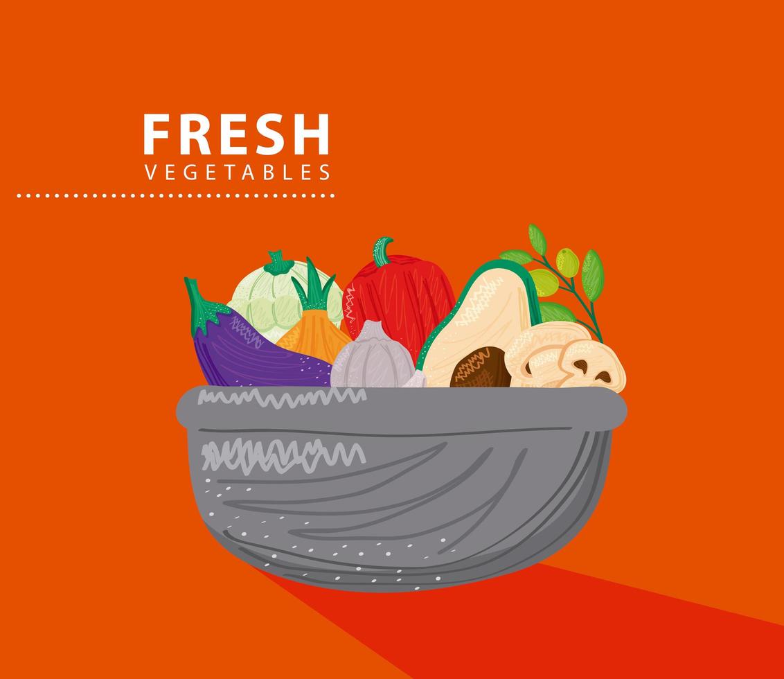 bowl with fresh vegetables healthy food vector