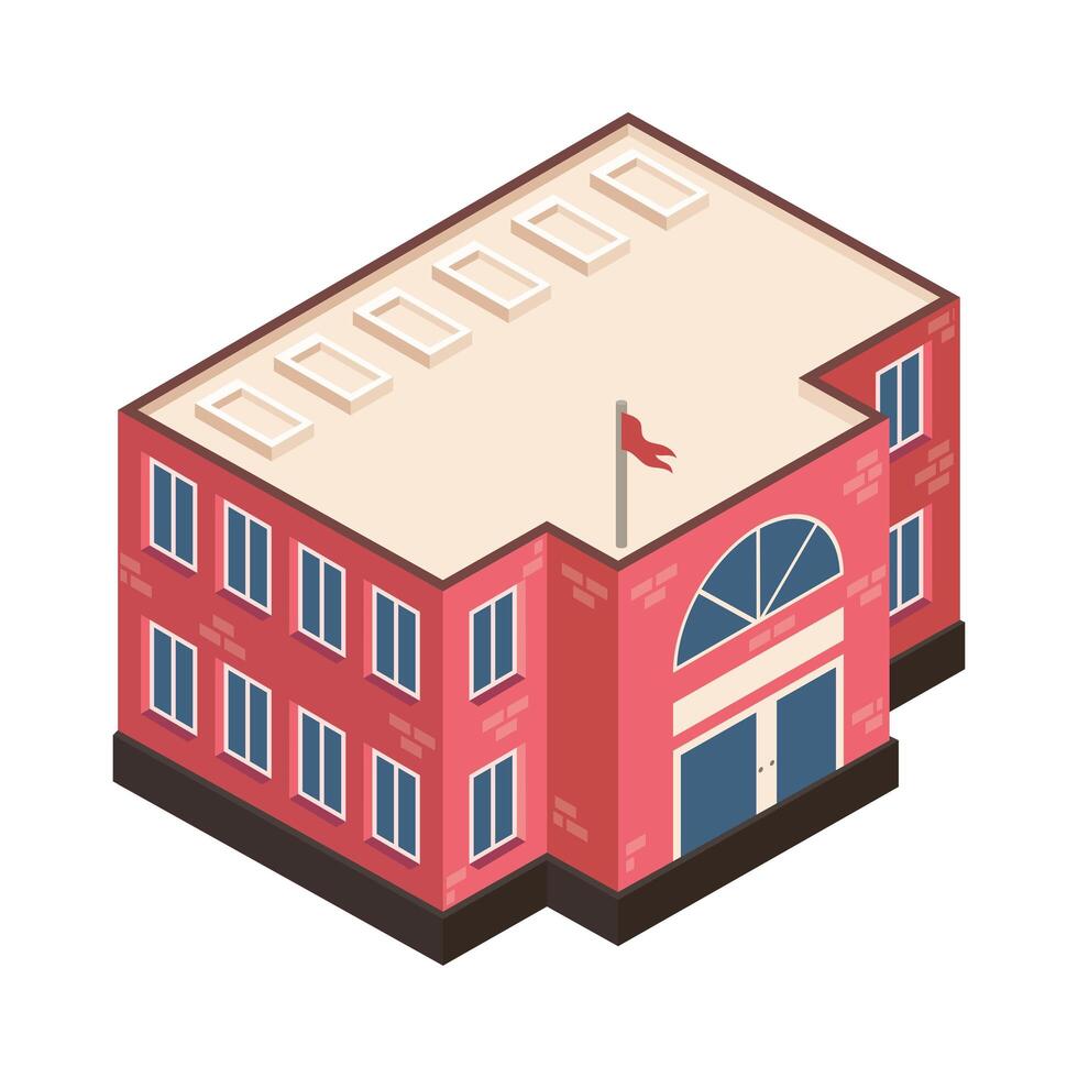 isometric school building vector