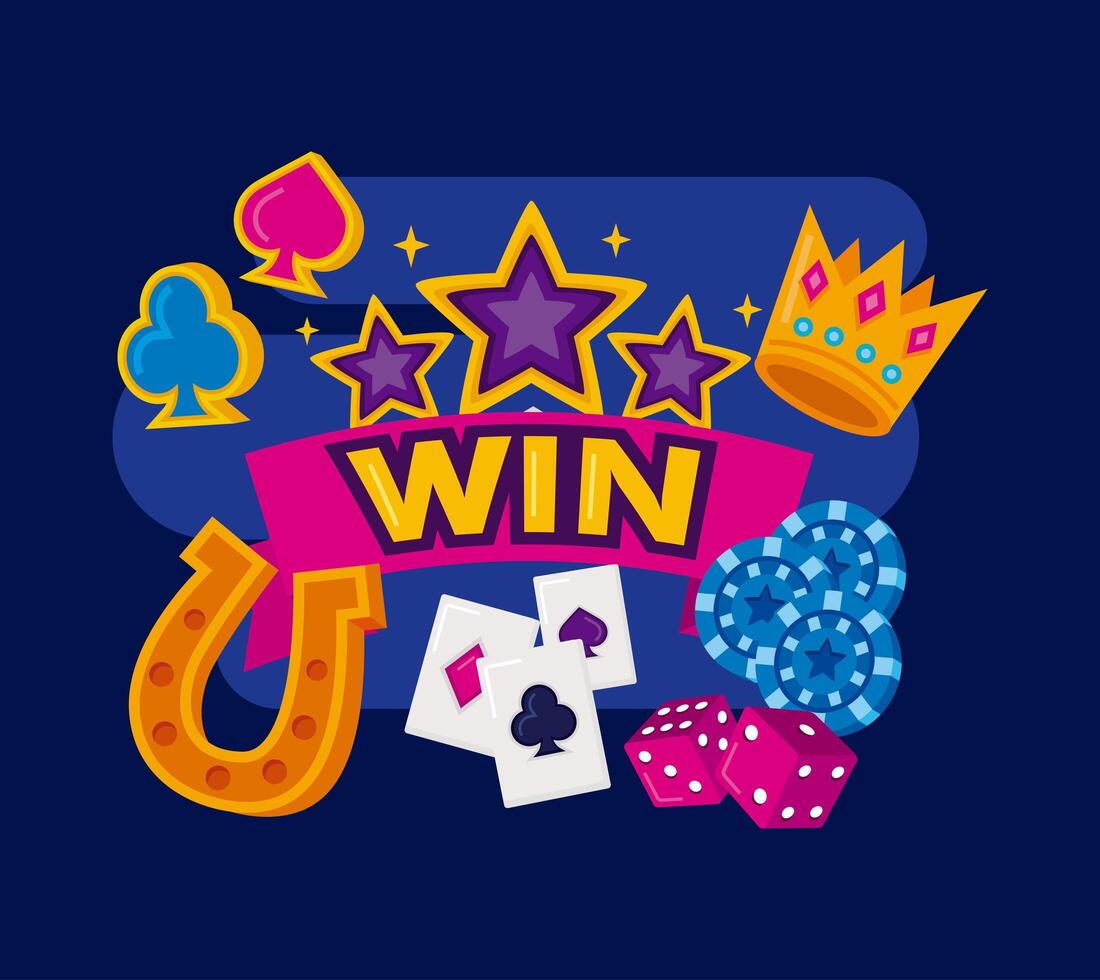 bundle of slots casino set icons vector