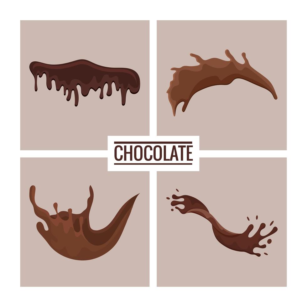 cuatro chocolates líquidos vector