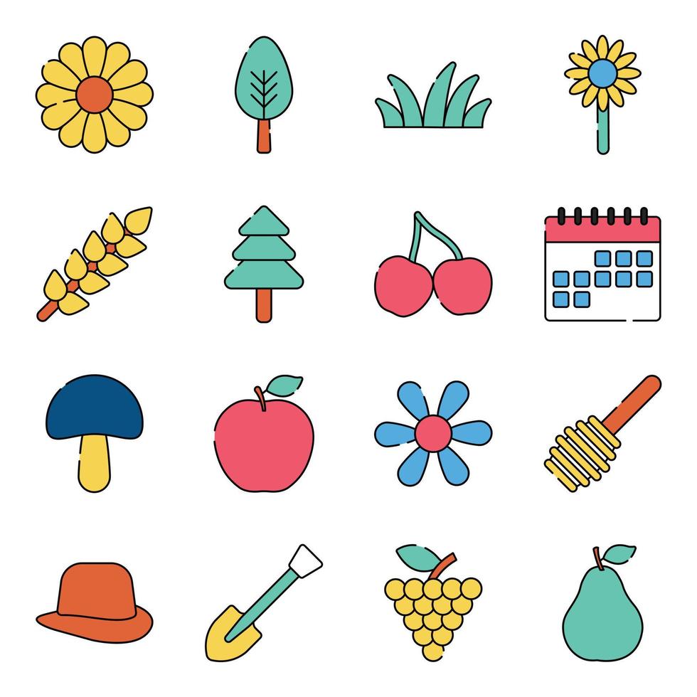 Pack of Nature Flat Icons vector