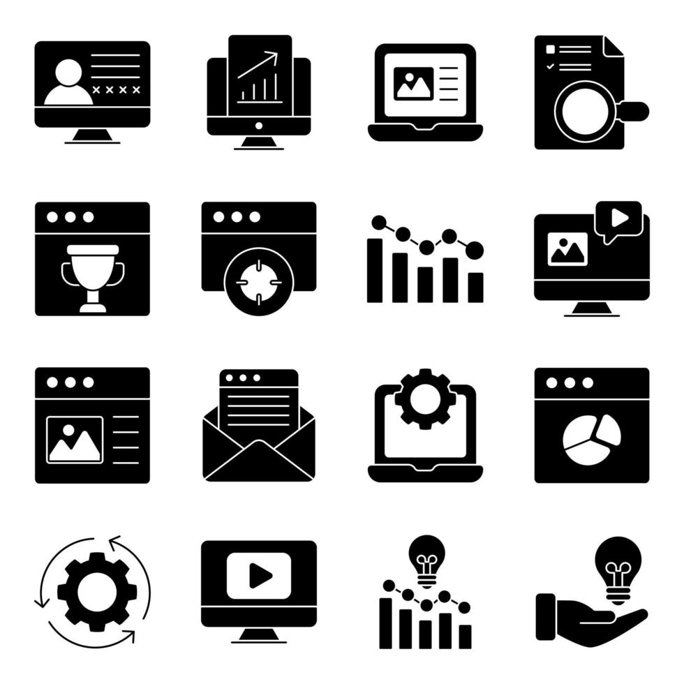 Pack of Business Solid Icons vector