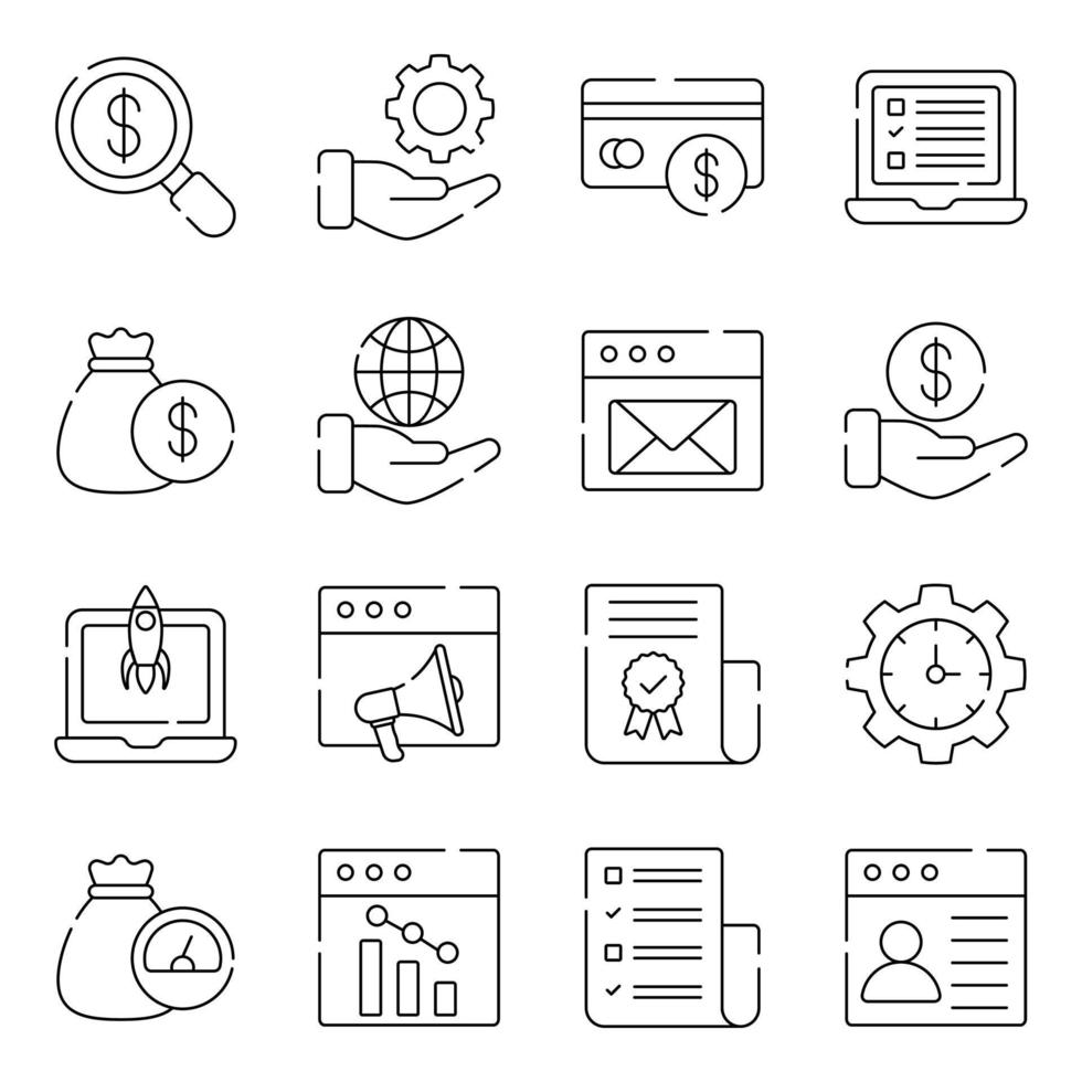 Pack of Project Management Linear Icons vector