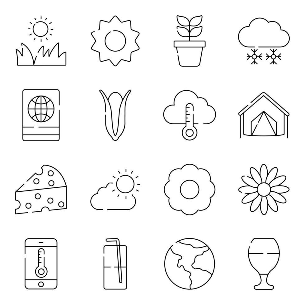 Pack of Nature, Weather and Ecology Linear Icons vector