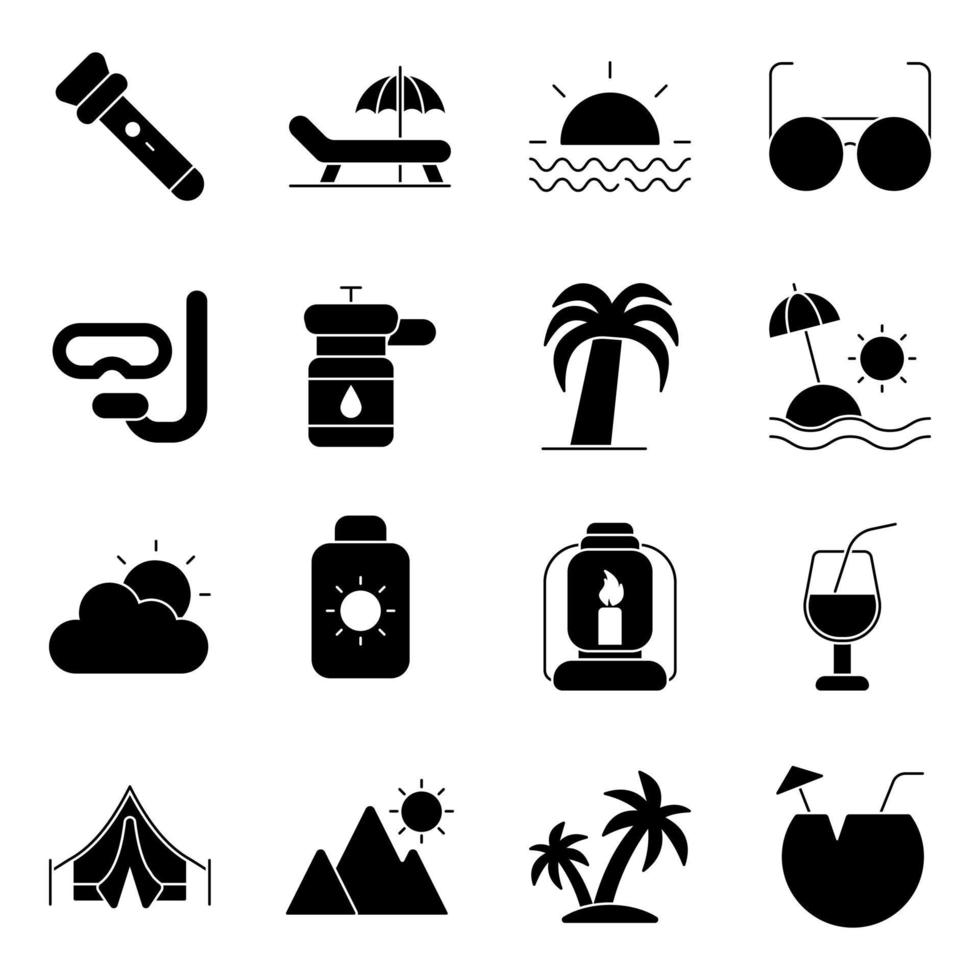 Pack of Tour Solid Icons vector