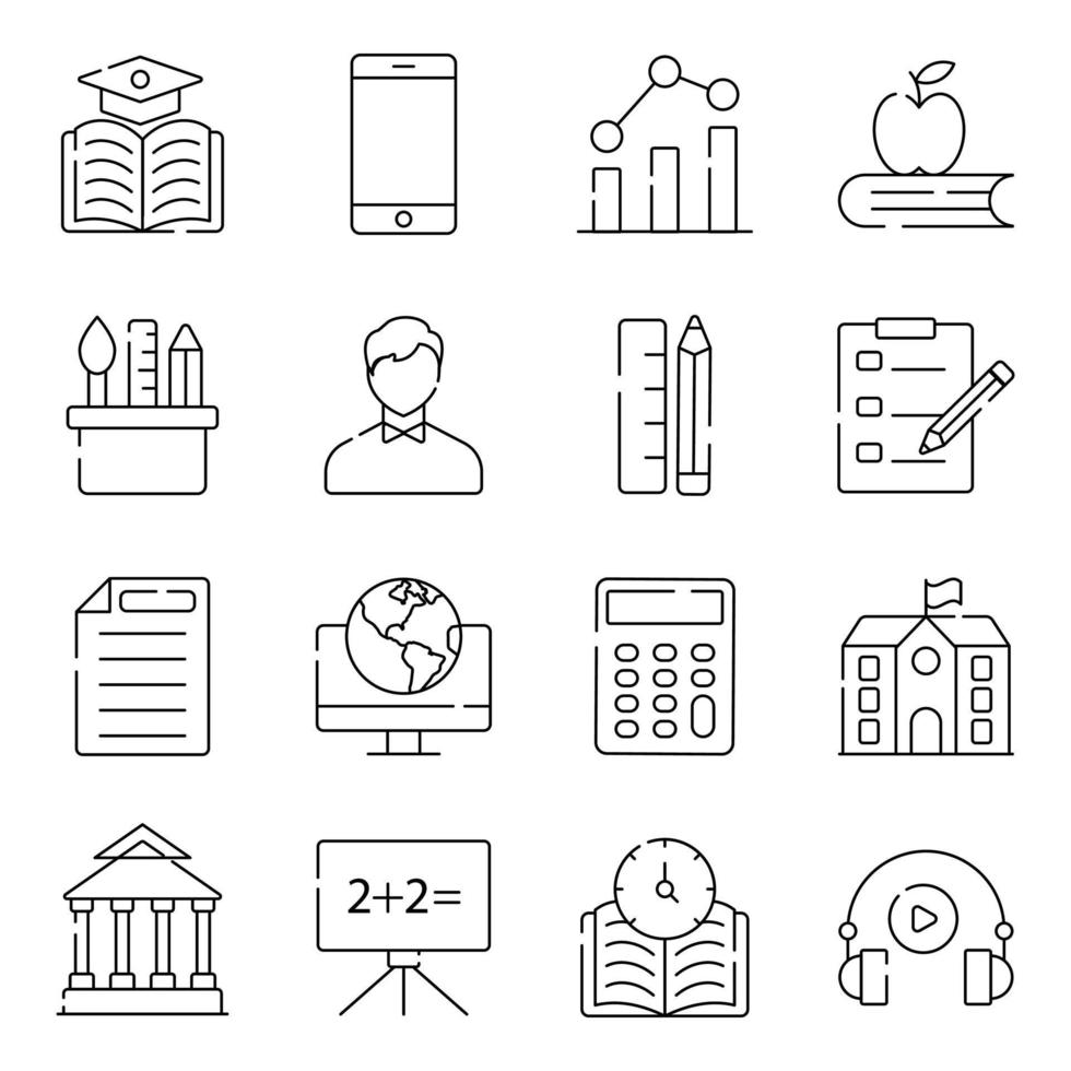Pack of Learning Linear Icons vector