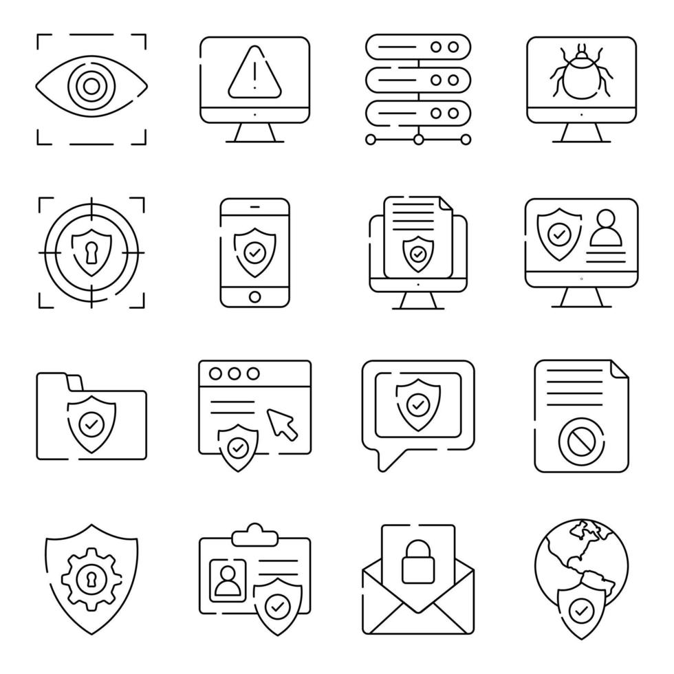 Pack of Data Security Linear Icons vector