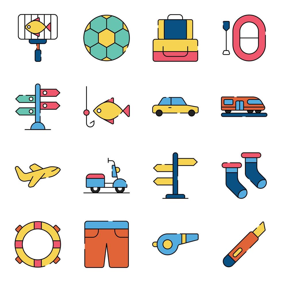 Pack of Travelling and Tour Flat Icons vector