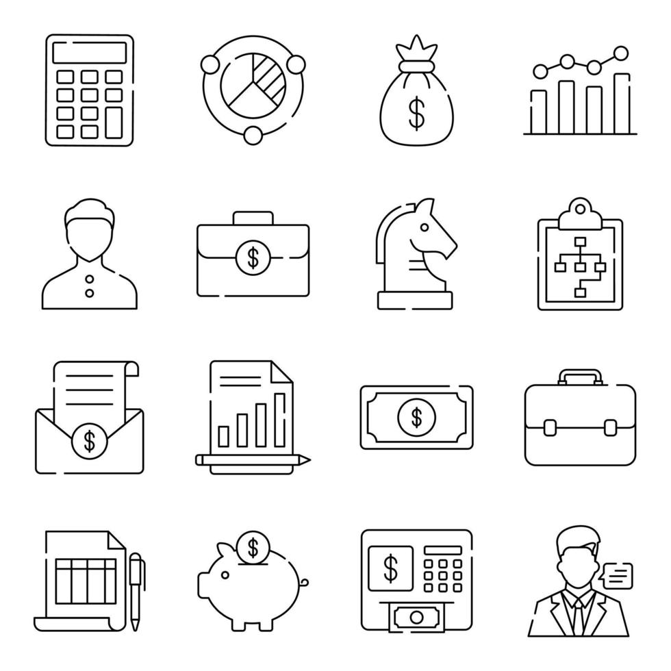 paquete de iconos lineales de negocios vector