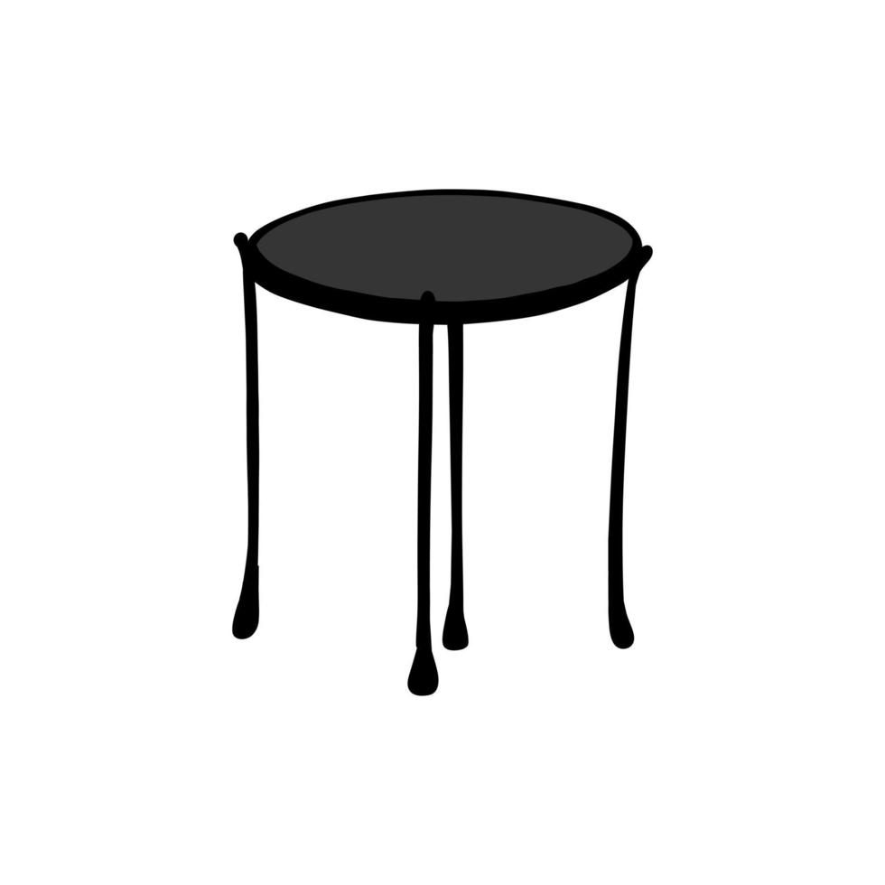 Interior round coffee table. Doodle vector illustration, hand-drawn, isolated on a white background